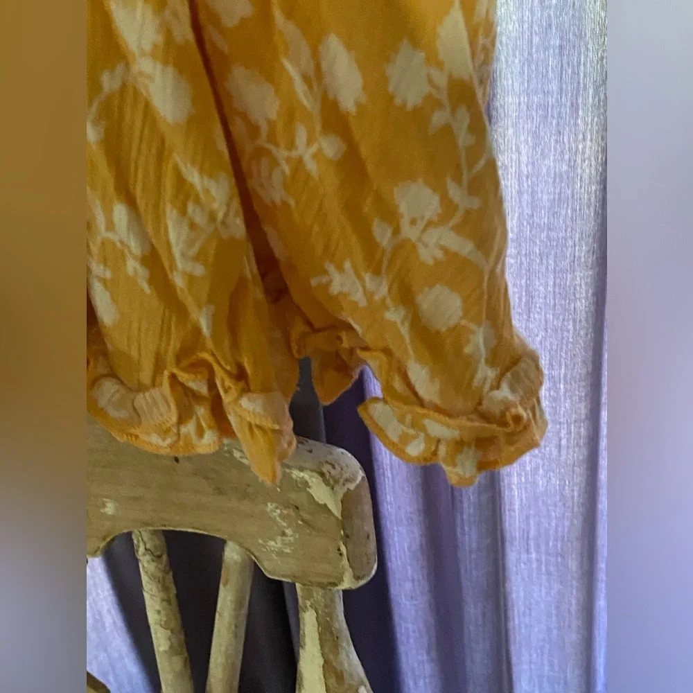 Women’s Papermoon Golden Frilly Ruffled White Floral Pattern Sundress mini - Picture 12 of 17